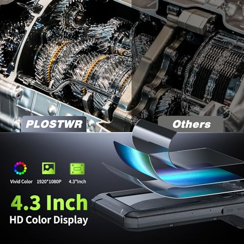 Endoscope Camera with Light, 4.3" Inspection Camera, 1920P HD Borescope Camera with 8 LED Lights, IP67 Waterproof Snake Sewer Camera, 16.4FT Semi-Rigid Cord Drain Pipe Camera Cool Gadgets Tool