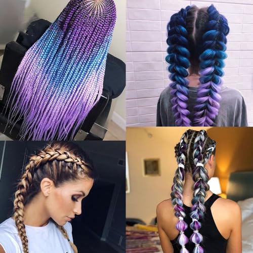 HMIEPRS 6 Pack Braiding Hair Extensions 24 Inch, Colored Pre Stretched High Temperature Synthetic Ombre Braids Hair Yaki Texture for Women Girls (Black-Brown-Beige)