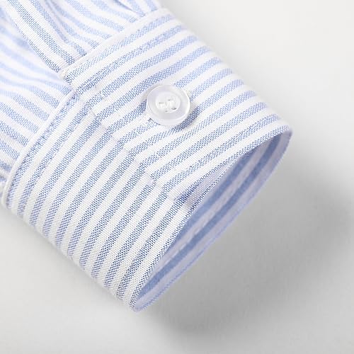 OCHENTA Boys Striped Oxford Easter Dress Shirts Button Down Long Sleeve Kids Casual Cute Rabbit Tops Green 7-8 Years