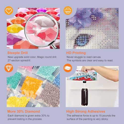 WSLWXSHM Diamond Painting Kits for Adults, Cat Round Full Drill Diamond Art Kits, 5D DIY Paint with Diamonds Crafts for Home Wall Decoration Gifts 12×16Inch