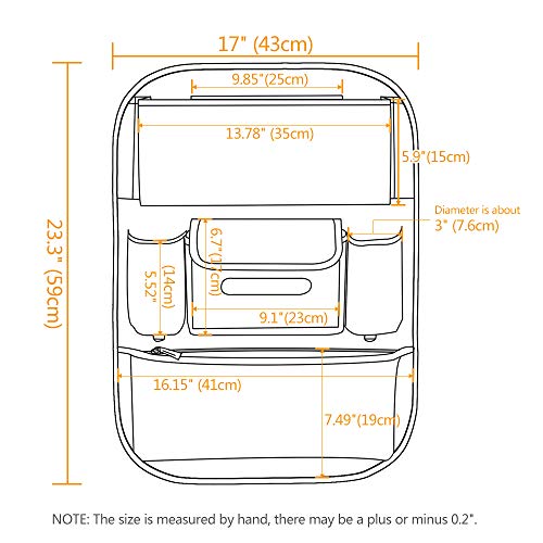 Viaviat Car Seat Organizers Waterproof Backseat Protector with Storage Pocket Large Leather Kick Mats for Kids Pets Automobile SUV Truck (Beige, Large Pocket)