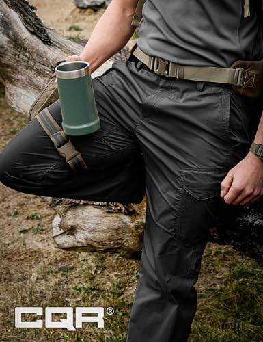 CQR Men's Quick Dry Tactical Pants, Water Resistant Outdoor Pants, Lightweight Stretch Cargo Work Hiking Pants, Runyon Cargo Pants Charcoal, 32W x 32L
