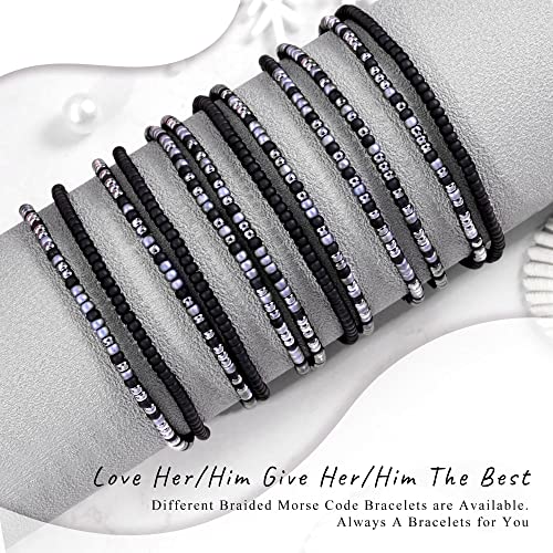 Btysun Best Friend Bracelets for Women Sister Birthday Gifts from Sister Morse Code Bracelets for Women Soul Sister Gifts for Sister in Law Layered Black Braided Bracelet Graduation Jewelry