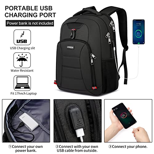 Liokesa Laptop Backpack for Men Women, School Backpacks for Teen Boys Girls, Black Backpack with USB Charging Port, 15.6 Inch Water Resistant College Bookbag Daypack