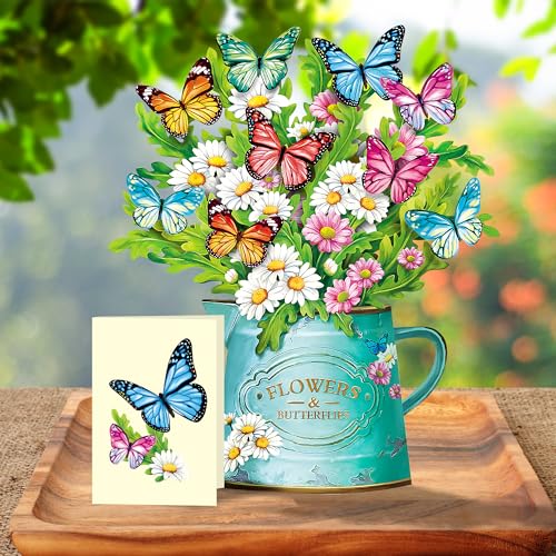 Airpark Pop Up Flower Cards, Succulent Plants, 12inch Forever Flower Bouquet 3D Popup Greeting Cards with Blank Note Card and Envelope for Birthday, Mother's Day, Holiday Decorations