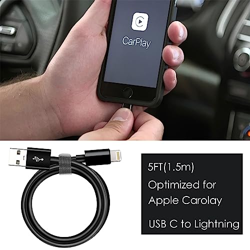 iPhone 15/16 Car Carplay Cable, USB A to USB C Cable for iPhone 15/16, 15/16 Pro Max, 15/16 Plus, iPad 10th Gen, iPad Pro 12.9/11, Air 5th/4th Gen,Mini 6th Gen Charger Cord, Car Charging Cable(Black)