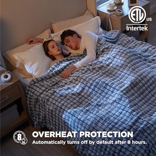 Bedsure Electric Heated Blanket Twin Chevron Shaggy Sherpa, Fast Heating Electric Blanket with 10 Time Settings, 6 Heat Settings, and 8 hrs Timer Auto Shut Off (62x84 inches, Beige)