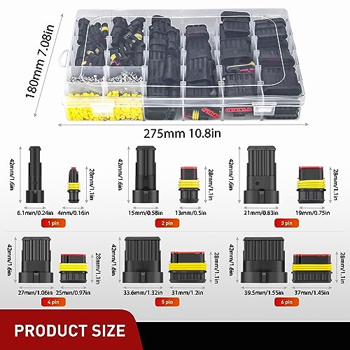 Nilight 622PCS 1 2 3 4 5 6 Pin Electrical Connector Plug Male Female Terminal Wire Connector Waterproof Quick Connect Set for Car Truck Motorcycle Marine Boat 43 Sets
