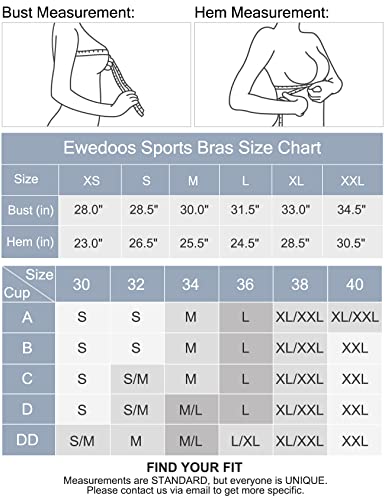 Ewedoos Sports Bras for Women High Support Adjustbale High Impact Sports Bra Supportive Sport Bras Women Workout Bras Black