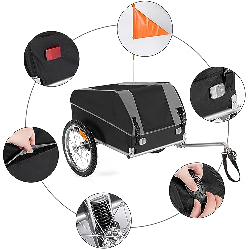 Bike Cargo Trailer, Foldable Frame 88 lbs Max Load, 16'' Quick-Release Wheel, Not for Kids or Animals