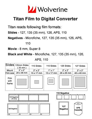 Wolverine Titan 8-in-1 High Resolution 35mm, 127, 126, 110 and APS Film to Digital Converter with 4.3" Screen and HDMI Output