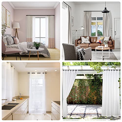 1 Inch Curtain Rods for Windows, 16 to 28 Inch Black Rustic Curtain Rod Set, Modern Design Drapery Tubes with Brackets Room Divider, For Indoor and Outdoor