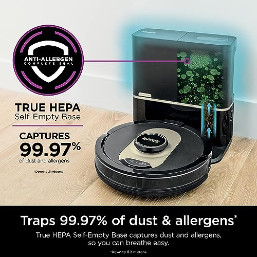 Shark Matrix Plus 2in1 Robot Vacuum & Mop with Sonic Mopping, Matrix Clean, Home Mapping, HEPA Bagless Self Empty Base, CleanEdge, for Pet Hair, Wifi, Black/Gold (AV2610WA)