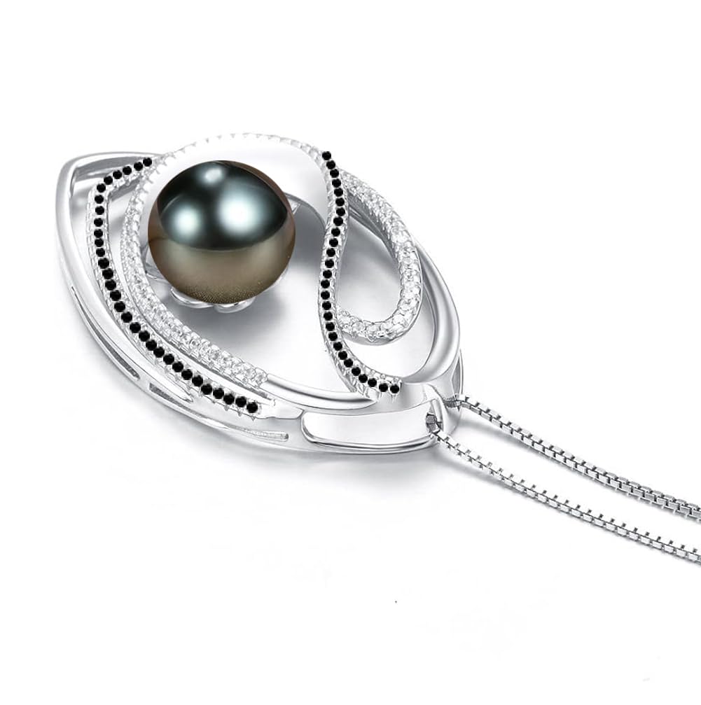 NONNYL Gifts for Women Wife Anniversary Pearl Necklace for Women- Tahitian Black Real 9-10mm Quality Handpicked Nature- Gifts for Mom Girlfriend Her-Birthday Christmas