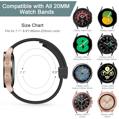 Amzpas Bands Compatible with Samsung Galaxy Watch 6 Band 40mm 44mm, Samsung Galaxy Watch 6 Classic Bands 43mm 47mm, 20mm Soft Silicone Sport Replacement Strap for Galaxy Watch 6 Band Women Men (White)