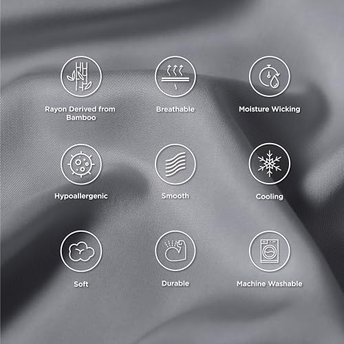 Bedsure Body Pillow Cover - Rayon Derived from Bamboo, Long Cooling Pillow Cases for Hot Sleepers, Soft & Breathable Body Pillow Pillowcase with Envelope Closure, 1 Pack, Dark Grey, 20x54 Inches