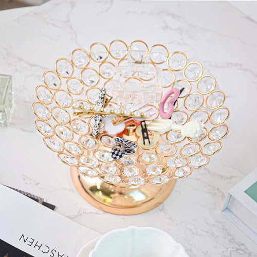 kehail 2 Pack Crystal Gold Metal Hollow Candy Tray, Countertop Storage Box, Snack Tray, for Centerpieces, Wedding Holiday Decorations, 7.7" L×4.4" W