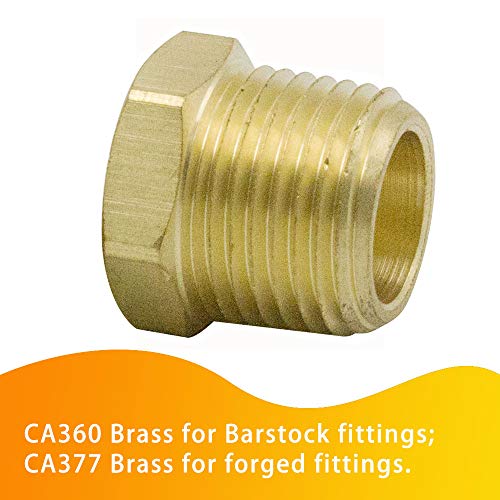 Legines NPT Bushing 1" Male x 1/2" Female Reducing Adapter Hex Head Pipe Fitting 1200psi (Pack of 5)