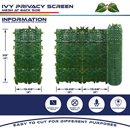 Windscreen4less 04'x20' Faux Leaf Privacy Fence Screen Artificial Laurel Leaves Fence Cover Wall Decoration for Patio Porch Deck Balcony Yard Indoor Outdoor