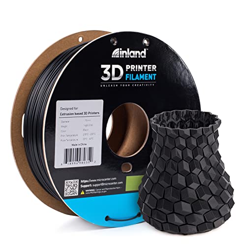 INLAND 2 Pack PLA 3D Printer Filament - 3D Printing PLA Filament Bundle 1.75mm, Dimensional Accuracy +/- 0.03mm - 2kg Cardboard Spool (4.4lbs), Black PLA