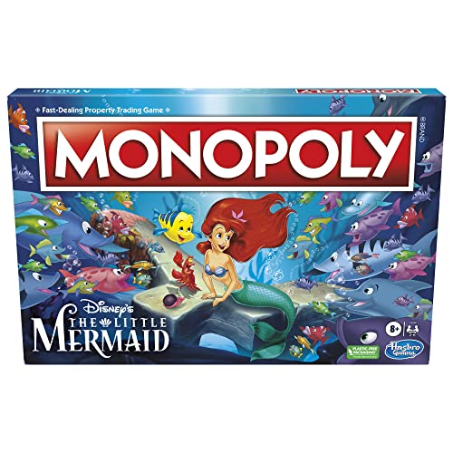 Monopoly Hasbro Gaming Disney's The Little Mermaid Edition Board Game, 2-6 Players for Family and Kids Ages 8+, with 6 Themed Tokens (Amazon Exclusive)