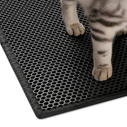 Pieviev Cat Litter Mat Double Layer Waterproof Urine Proof Trapping Mat 1 Pack (Black, 24x15 Inch (Pack of 1))