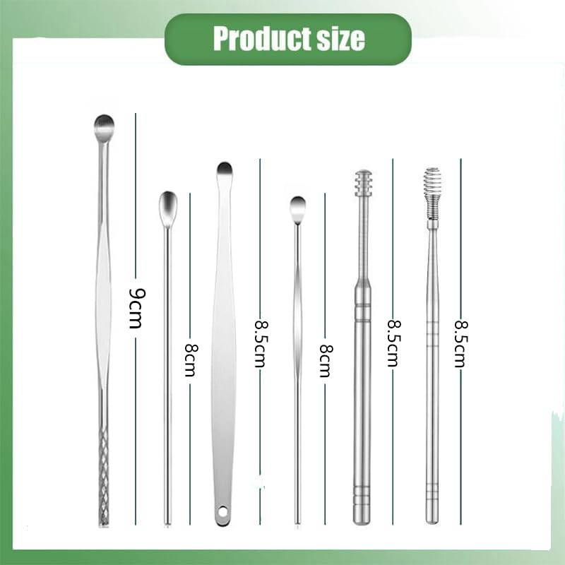 Ear Cleaner, Ear Cleaning Tool Set, Ear Cleaning Kit, Portable Spiral Earwax Cleaner Tool Set (Black)