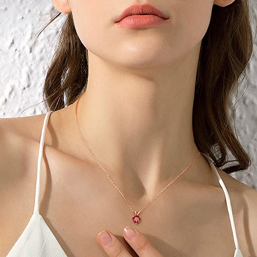 SMILEST October Birthstone Necklace for Women, Pink Corundum Necklace 925 Sterling Silver October Birthstone Jewelry for Women Mom Birthday Gifts for Her Mom Wife Heart Pink Pendant Necklaces