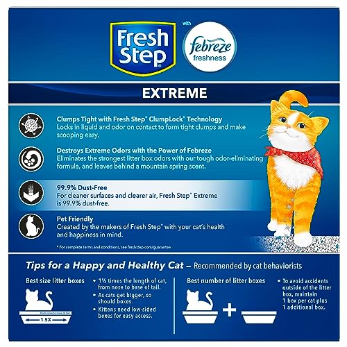 Fresh Step Extreme Clumping Litter With Febreze Freshness, Mountain Spring Scent Clumping Cat Litter With Guaranteed Odor Control, 14 lb. Box