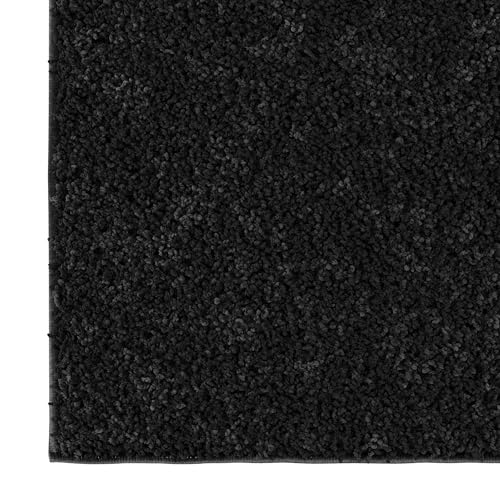 Ottomanson Indoor Solid Shag Design Rubber Back 2x6 Soft Pile Shag Runner Rug for Hallway, Entryway, Kitchen, Living Room, Bedroom, Bathroom, 2' x 6', Black
