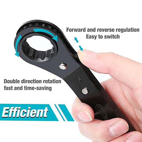 DURATECH 5 Pc Double Offset Box End Reversible Ratcheting Wrench Set Metric, Heavy-duty, Matte Chrome Plated, Ratchet Spanner Crooked for Narrow Spaces (6x8 mm, 10x12 mm, 13x14 mm, 15x17 mm, 19x21 mm)
