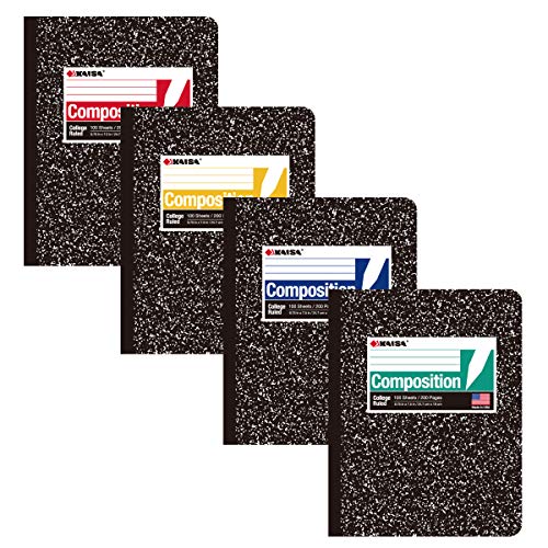 KAISA Composition Notebooks 100Sheets Comp Book, College Ruled, 9.75x7.5inch, Classic Marble Primary Composition Notebook, 20Pads, C10001C