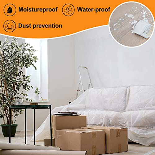 10 Piece Painter Plastic Drop Cloths Sheet,Waterproof Anti-dust Cover,9x12 Feet Disposable Tarp for Painting for Couch/Furniture Cover