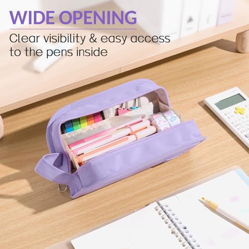 Sooez Wide Opening Pencil Case, Large Capacity Pencil Pouch Organizer Aesthetic Pencil Bag for School Supplies Stationery, Marker Pouch Makeup Bag Organizer