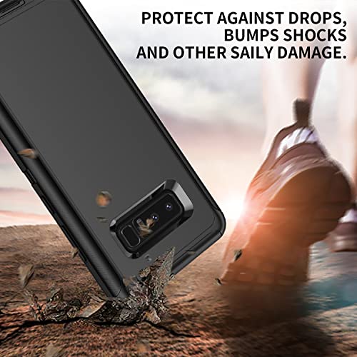Mieziba for Galaxy Note 8 Case,Shockproof Dropproof Dustproof,3-Layer Full Body Protection Heavy Duty High Impact Hard Cover Case for Samasung Galaxy Note 8,Black