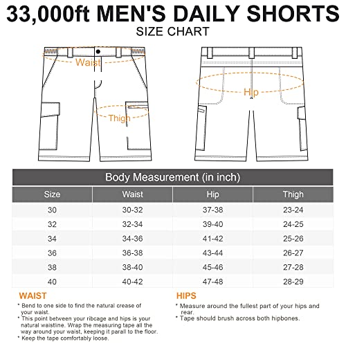 33,000ft Mens Golf Shorts 9 inch Inseam Quick Dry Elastic Waist Classic-Fit Drawstring Dress Shorts Hiking Fishing Business Black