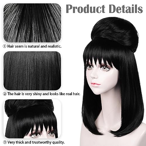 LABEAUTÉ Max Beauty Anime Short Black Cosplay Wig for Women Girl, Daily Wig for Cosplay Synthetic Hair for Halloween Costume Party Hair Wig + Wig Cap