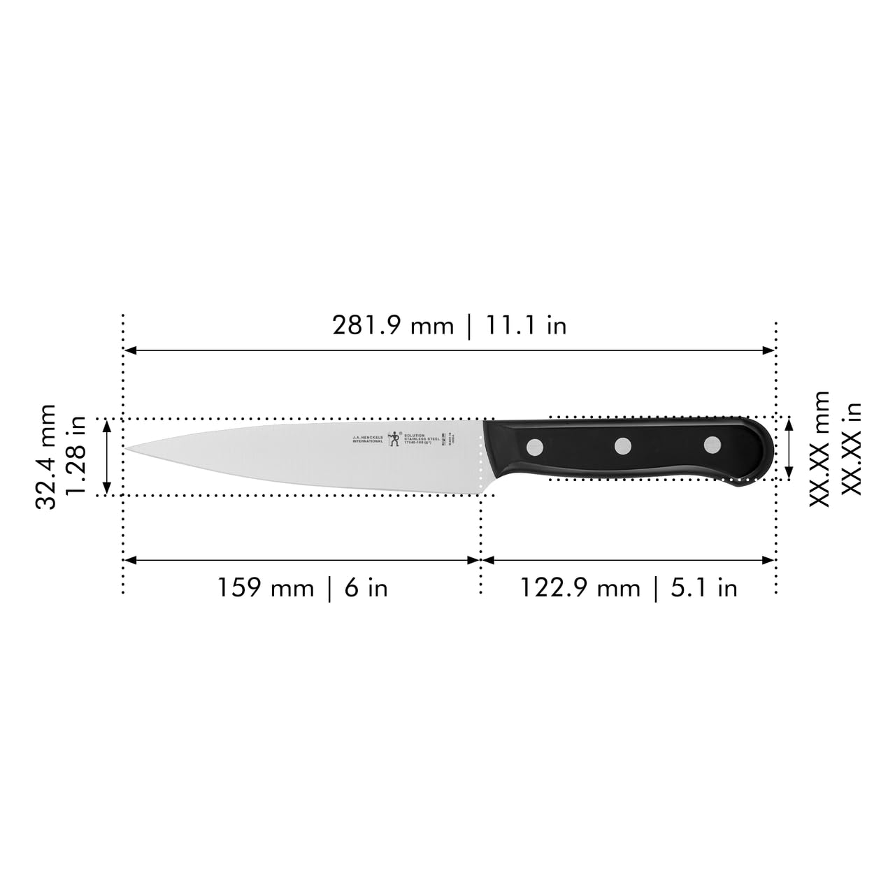 HENCKELS Solution Razor-Sharp 6-inch Utility Knife, Tomato Knife, German Engineered Informed by 100+ Years of Mastery, Black/Stainless Steel
