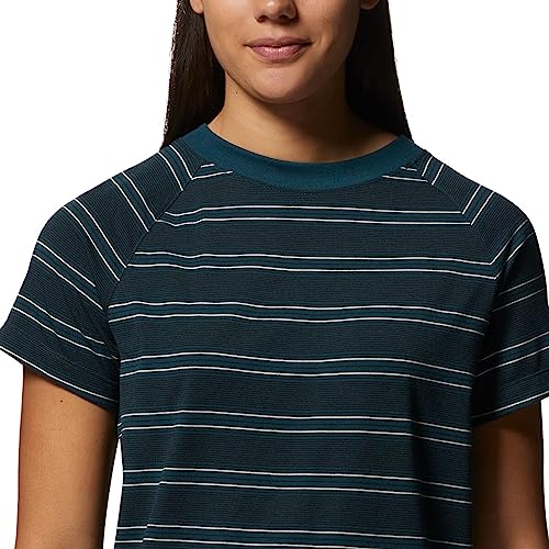 Mountain Hardwear Women's Wander Pass Short Sleeve, Dark Marsh Pacific Stripe, X-Large