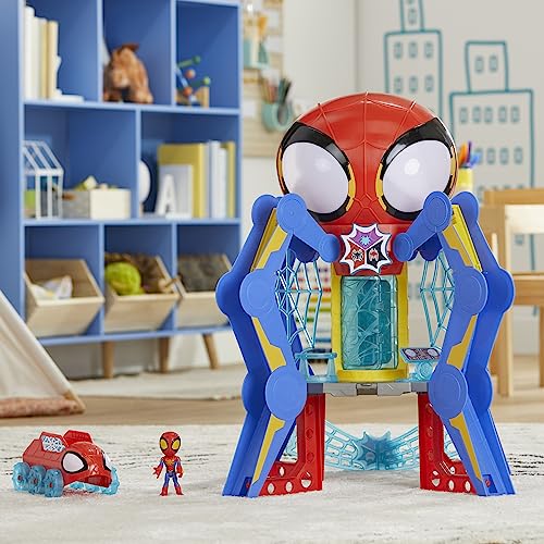 Spidey and His Amazing Friends Web-Spinners Web-Quarters, Kids Playset with Action Figure, Vehicle, and Accessories, Marvel Super Hero Toys, Ages 3 and Up