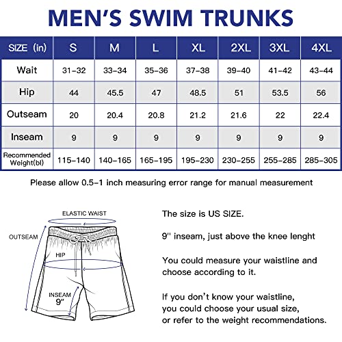 BOJIN Mens Swim Trunks Quick Dry Swim Shorts Mesh Lining Bathing Suit Swimwear Beachwear BJ309 Blue Green M