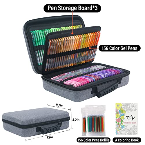 LIULIUCAI Gel Pens for Adult Coloring Book, 312 Pack Artist Colored Pens with 40% More Ink, Glitter Gel Pens with Case and Coloring Book, Perfect Art Supplies for Adults Kids for Coloring