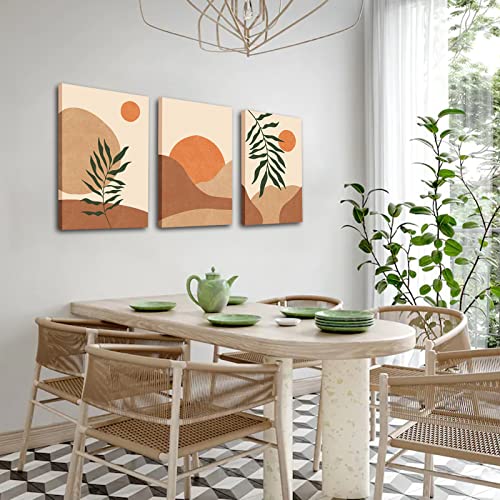 Mid-Century Modern Boho Wall Art Decor - Framed Prints for Living Room, Bedroom, Bathroom, Office - 12x16inch