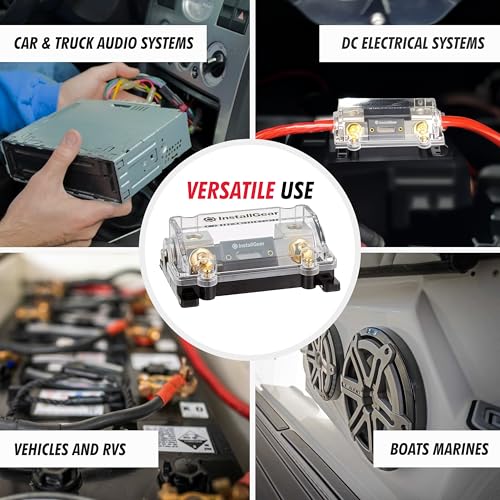 InstallGear 0/2/4 Gauge AWG in-Line ANL Fuse Holder with 100 Amp Fuse | Inline Fuse Holder - No Wire Terminals Needed | 100 Amp Fuse Block, Fuse Box, Automotive Fuse Block