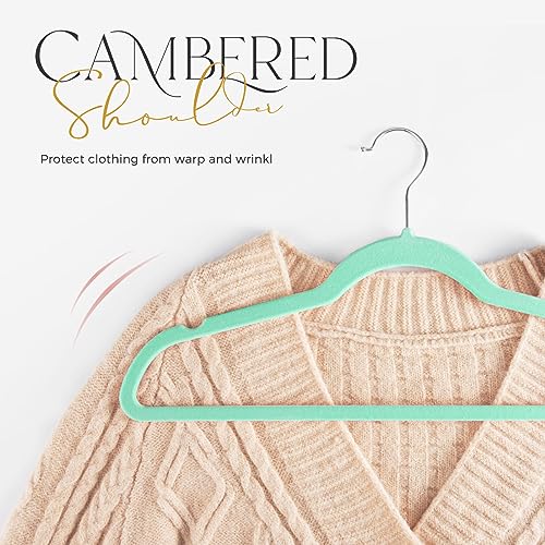 HOUSE DAY Premium Velvet Hangers, Non-Slip Thin Flocked Felt Hangers, Sturdy Clothes Hangers Heavy Duty Coat Hangers & Suit Hangers, Durable Suit Hangers for Closet Space Saving (100 Pack, White)