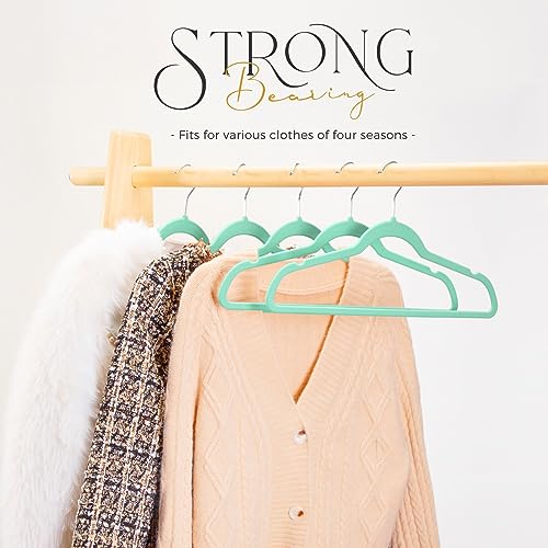 HOUSE DAY Premium Velvet Hangers, Non-Slip Thin Flocked Felt Hangers, Sturdy Clothes Hangers Heavy Duty Coat Hangers & Suit Hangers, Durable Suit Hangers for Closet Space Saving (100 Pack, White)