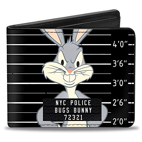 Buckle-Down Men's Bifold Wallet Bugs Bunny, Black & White, 4.0" x 3.5"