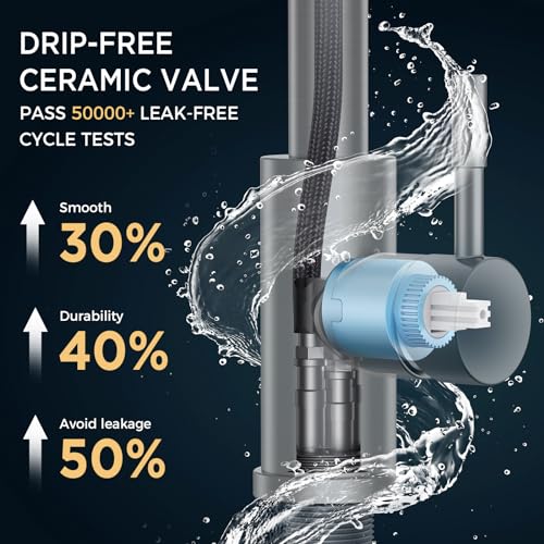 FORIOUS Kitchen Faucets, Chrome Kitchen Faucet with Pull Down Sprayer, Modern Kitchen Sink Faucet Stainless Steel, High Arc Gooseneck Faucet for Kitchen Sink, Bar, Farmhouse, Laundry