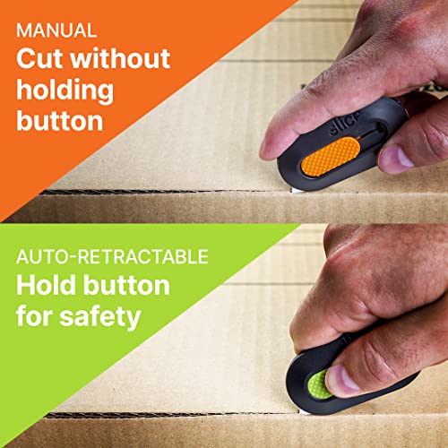 Slice Mini Box Cutter, Manual Retracting, Safe Ceramic Box Cutter Lasting 11x Longer than Metal, Keychain Box Opener, 1 Pack