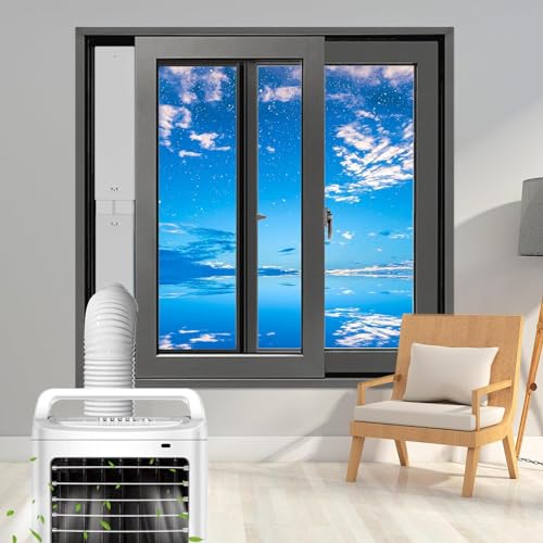DSHFKLX Portable Air Conditioner Window Vent Kit with 5.1” Diameter Hose for Exhaust Hose Adapter for Adjustable Universal AC Panel Seal Plates for Sliding Window (Dia 5.1 Inchs)